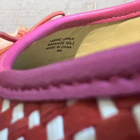 Ann Taylor Pink & Tan Leather Slip-On Casual Chic Slides Flats Size 6.5 - Picture 4 of 7